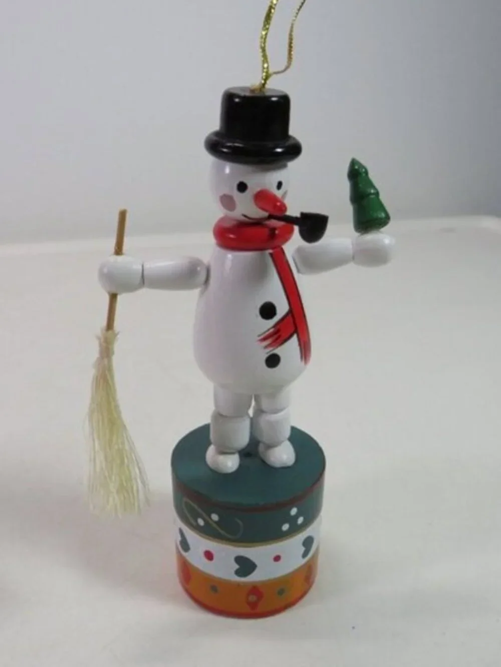 Vintage Wooden Collapsing Snowman Thumb Puppet Wakouwa Toy Christmas Ornament